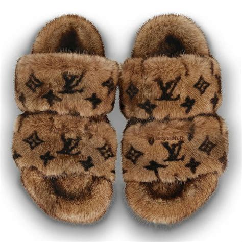 mink louis vuitton slippers|Louis Vuitton slippers mink fur.